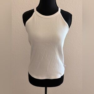 United Colors of Benetton White Ribbed Tank Top | Youth 3XL (Fits Adult XS/S)